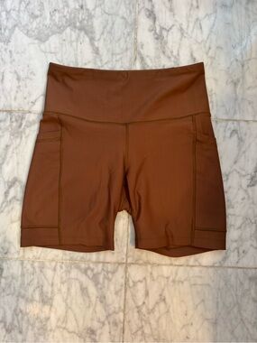 Old Navy Brown High-Waist Bike Shorts with Side Pockets